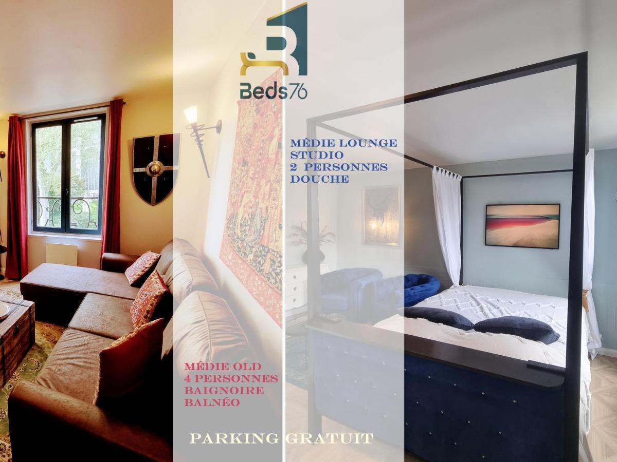 2 Appt Medielounge Ou Medieold, Parking Vue Magnifique Par Beds76 Rouen Buitenkant foto